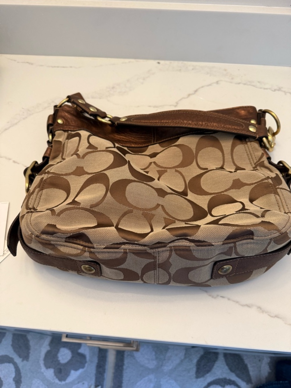Coach metallic, brown, and tan Zoe bag - Picture 5 of 7